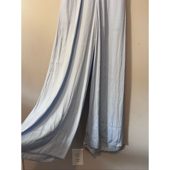 NWT Selfie Leslie Satin Like lLight Blue Jumpsuit - Picture 3 of 9